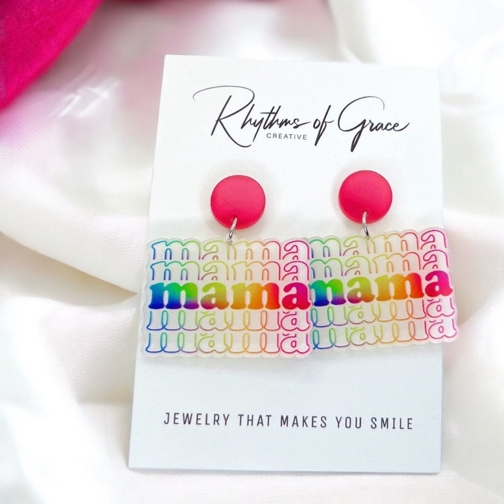 Joyful MAMA Dangle Earrings: Celebrate Motherhood in Style! Mother’s Day Gift